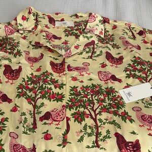 Printfresh Hen House soft yellow eco satin pajama set